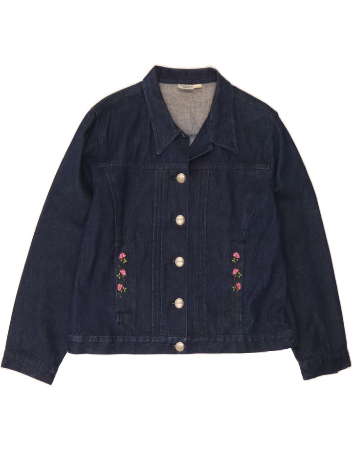 HAMMERSCHMID Womens Denim Jacket EU 44 XL Navy Blue Floral Cotton Vintage Hammerschmid and Second-Hand Hammerschmid from Messina Hembry 