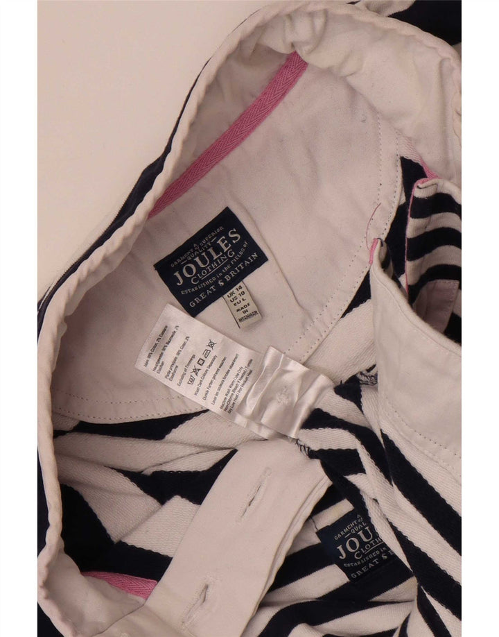 Joules Dame Button Neck Sweatshirt Jumper UK 14 Large Navy Blue Striped