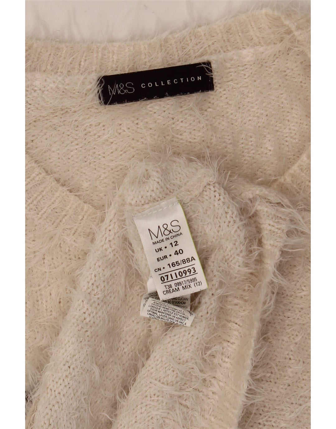 Marks & Spencer Dame Crop Boat Neck Jumper Sweater UK 12 Medium Off White