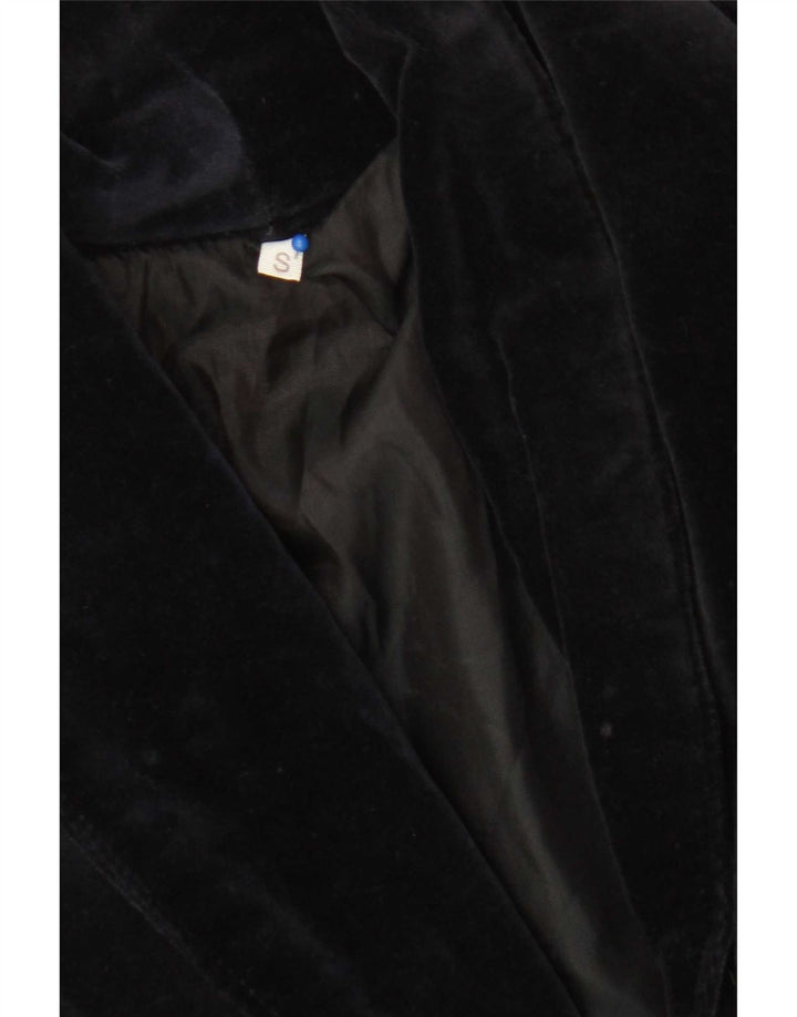Vintage Kvinders Oversized Crop Bomber Jacket UK 10 Small Navy Blue Paisley