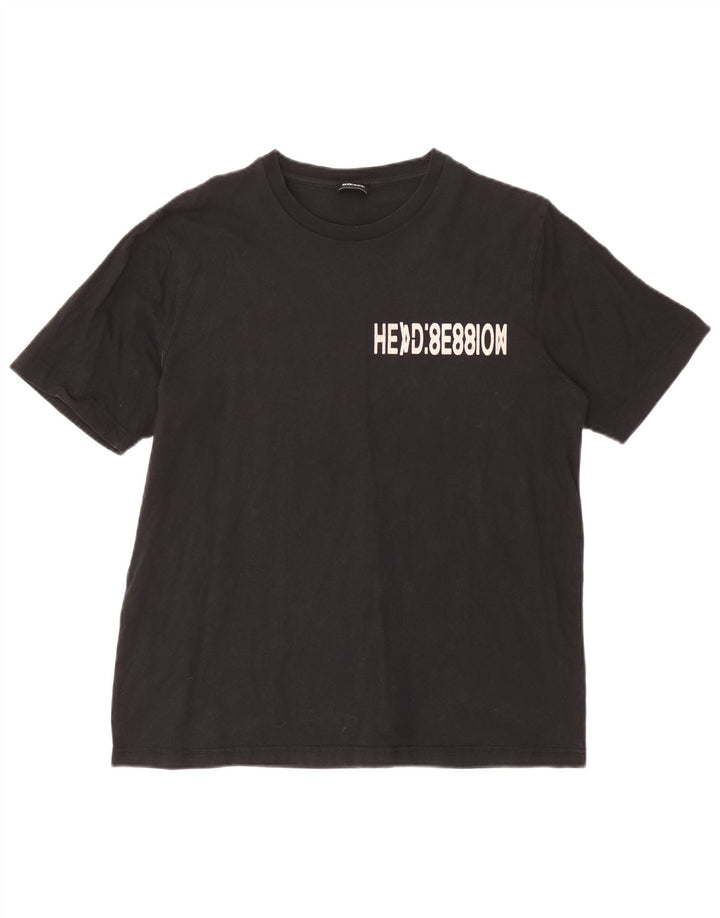 Diesel Herre Grafisk T-Shirt Top Stor Sort Bomuld