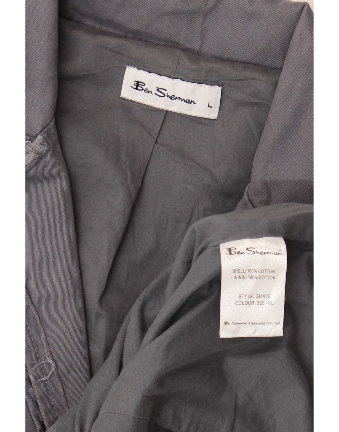 Ben Sherman Dame Military 2 Button Blazer Jacket UK 14 Stor Grå Bomuld