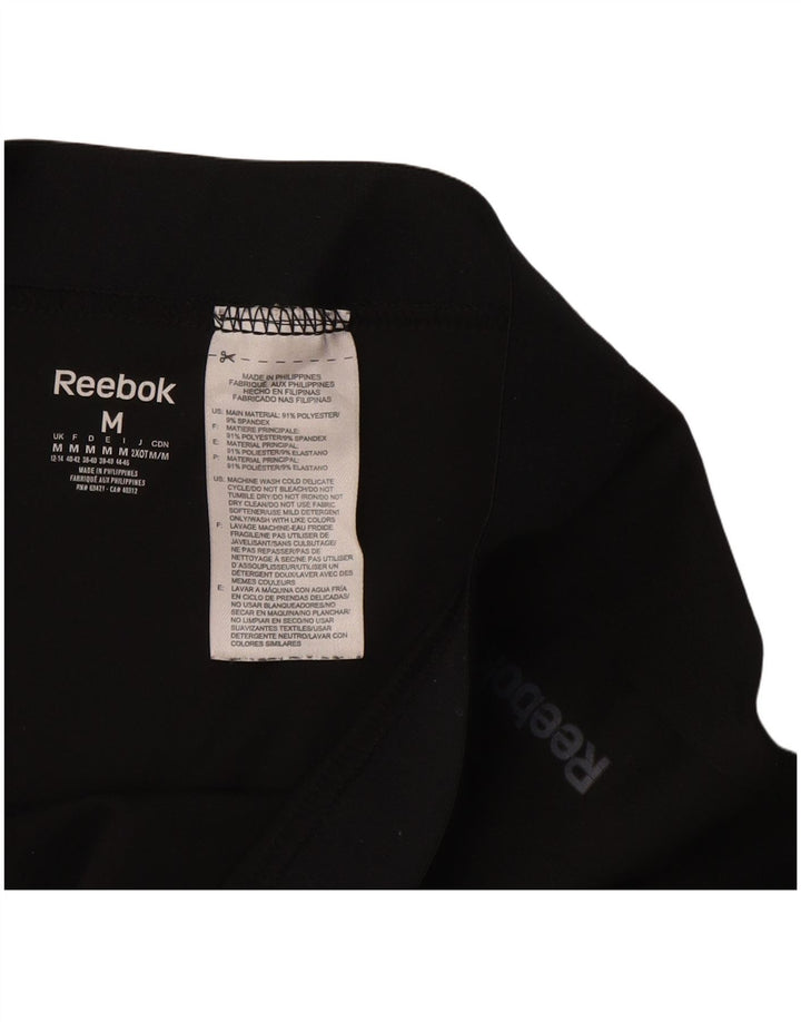 REEBOK Womens Leggings UK 12/14 Medium Black Polyester