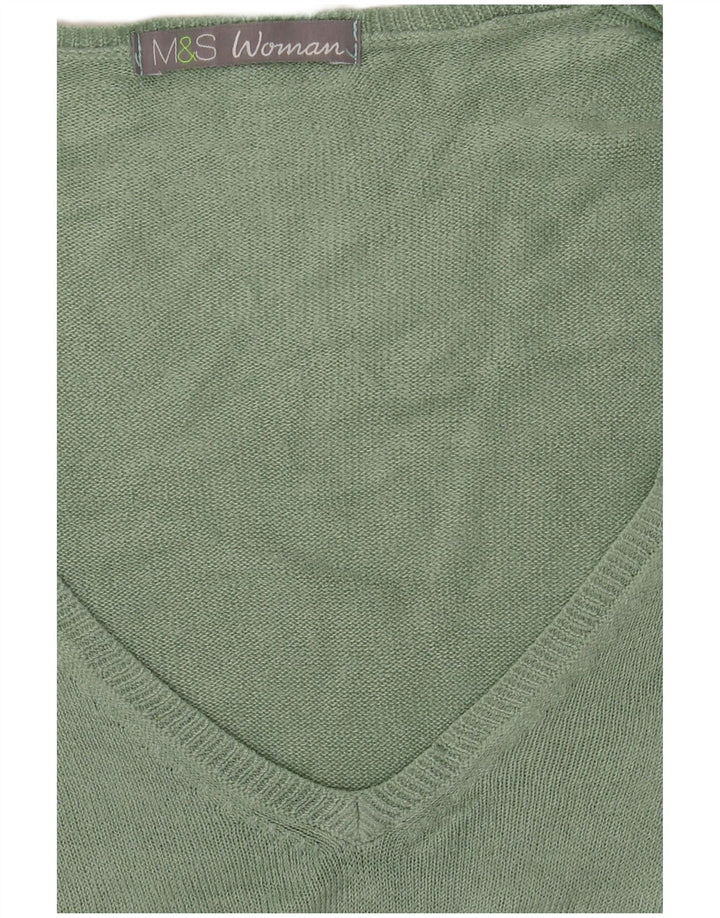 Marks & Spencer Dame V-hals sweater UK 12 Medium Green