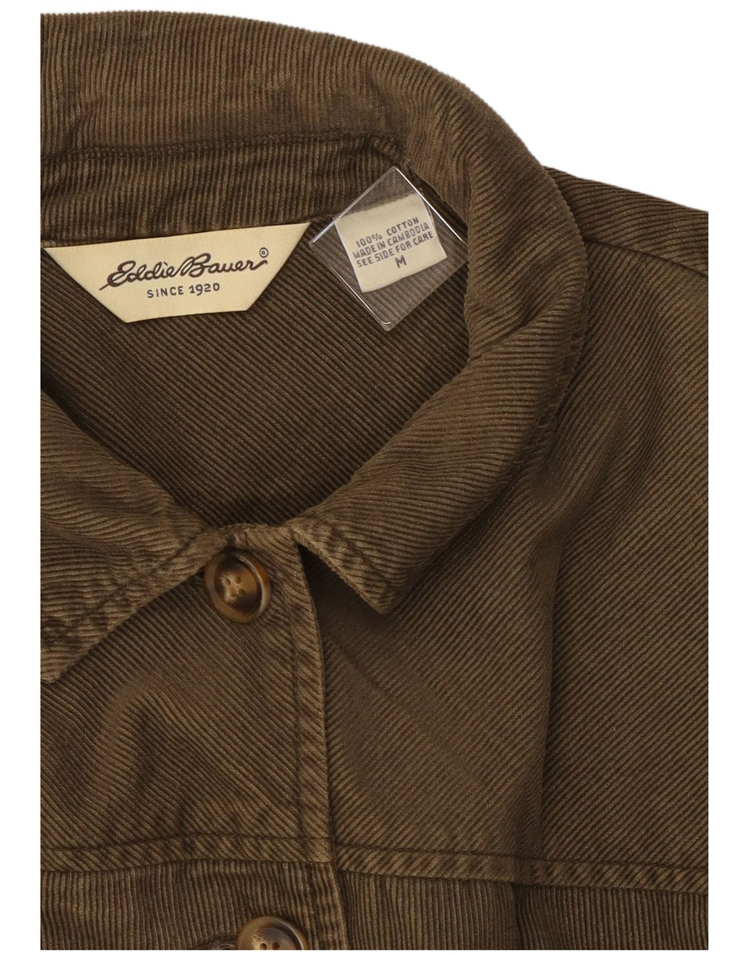 Eddie Bauer Dame fløjlsjakke UK 14 Medium Khaki Bomuld