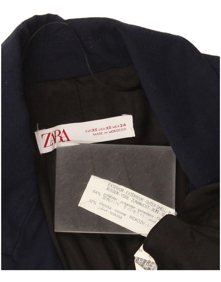 Zara Dame 1-knaps blazerjakke UK 6 XS marineblå polyester