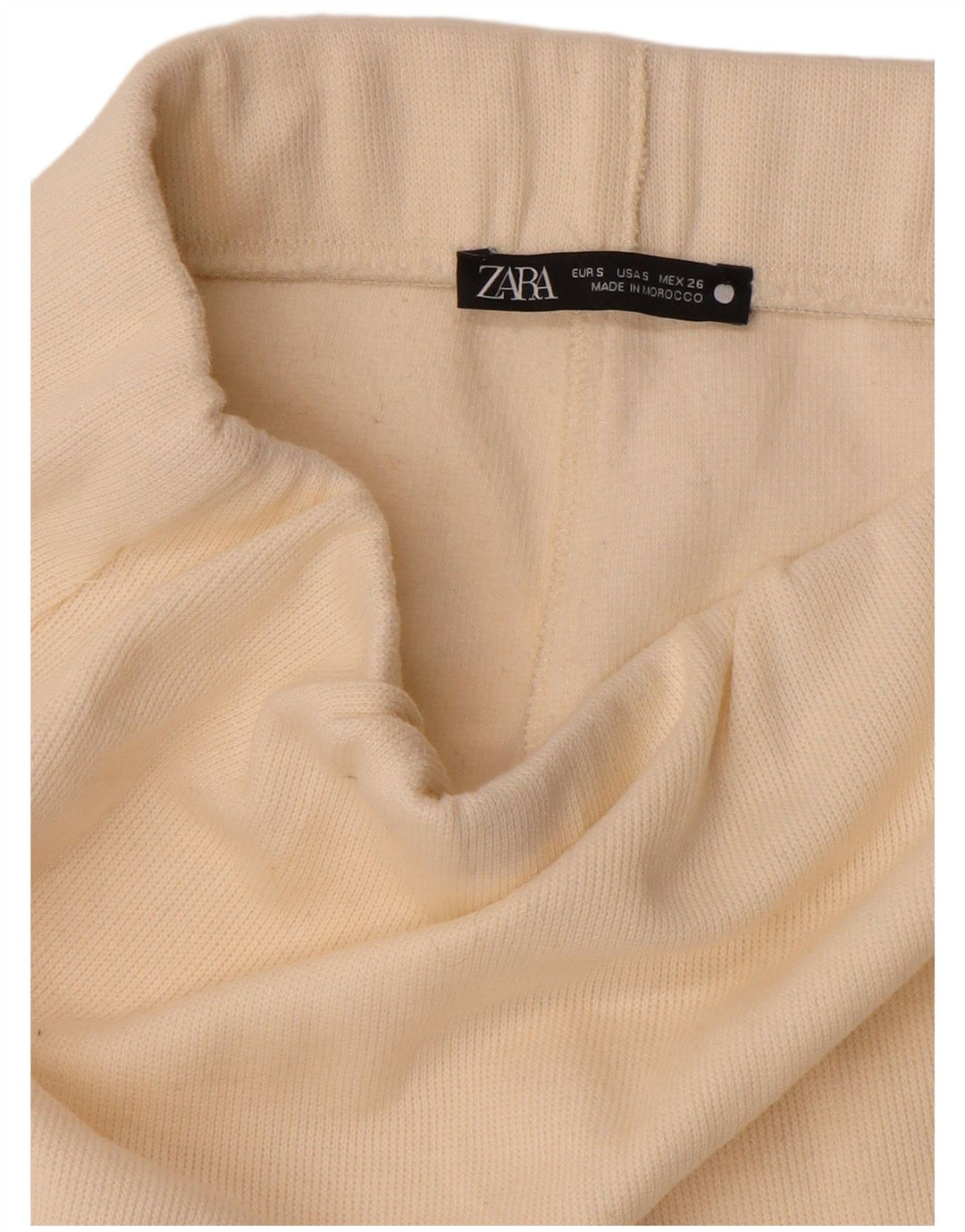 Zara Dame Strik Midi Nederdel Small W27 Off White