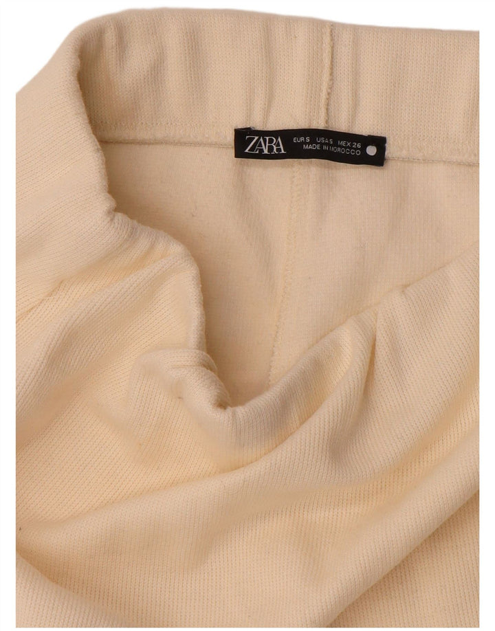Zara Dame Strik Midi Nederdel Small W27 Off White