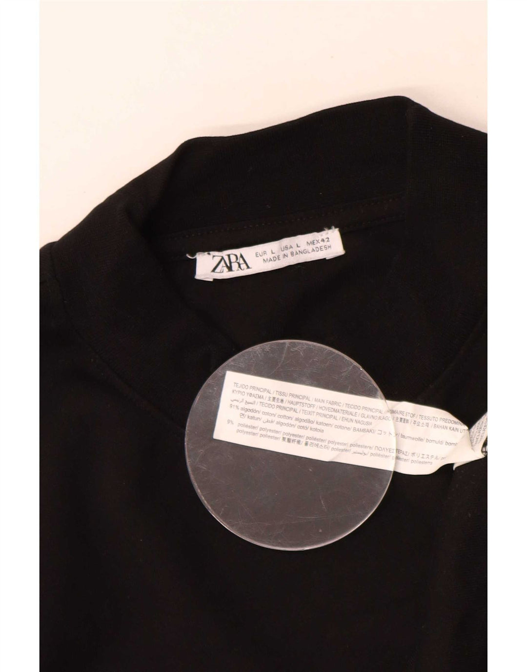 Zara Herre Sweatshirt Jumper Stor Sort Bomuld