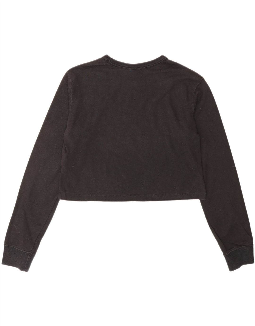 CHAMPION Dame Crop Grafisk Top Langærmet UK 12 Medium Sort Bomuld