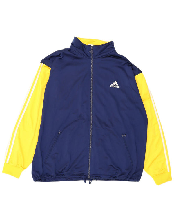 Adidas grafisk træningsdragt jakke til mænd UK 48/50 XL marineblå farveblok