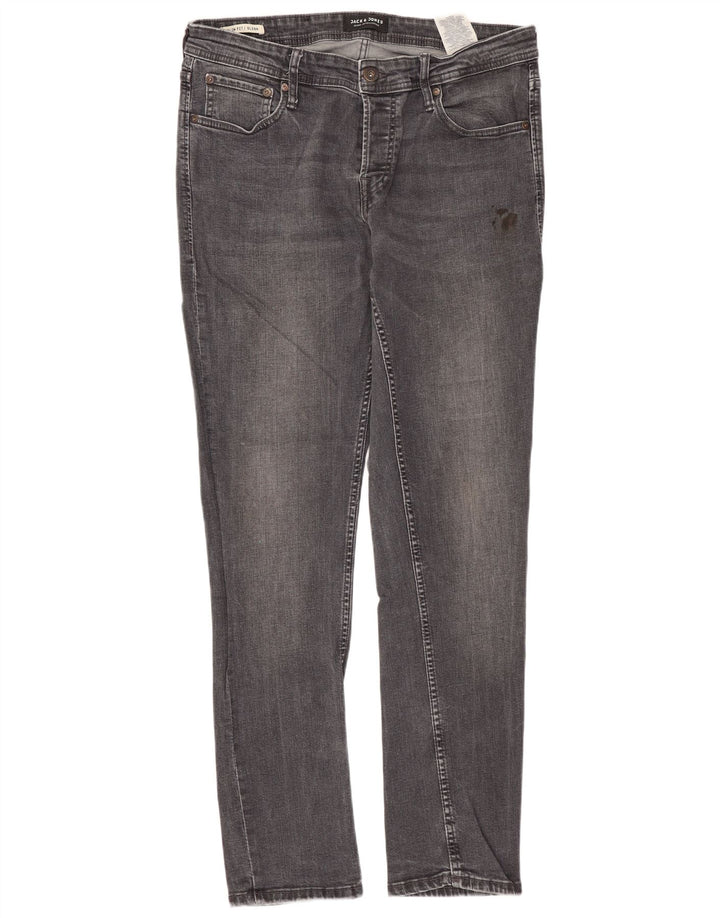 JACK & JONES Herre GLENN Slim Jeans W32 L32 Grå Bomuld