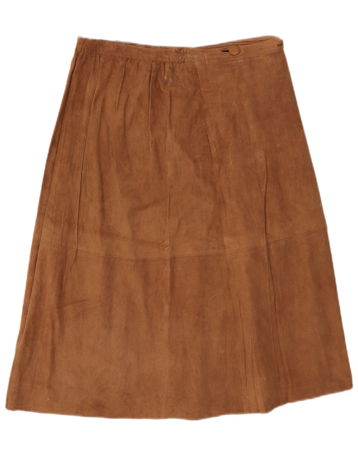 Vintage omslagsnederdel til kvinder i ruskind W30 medium brun