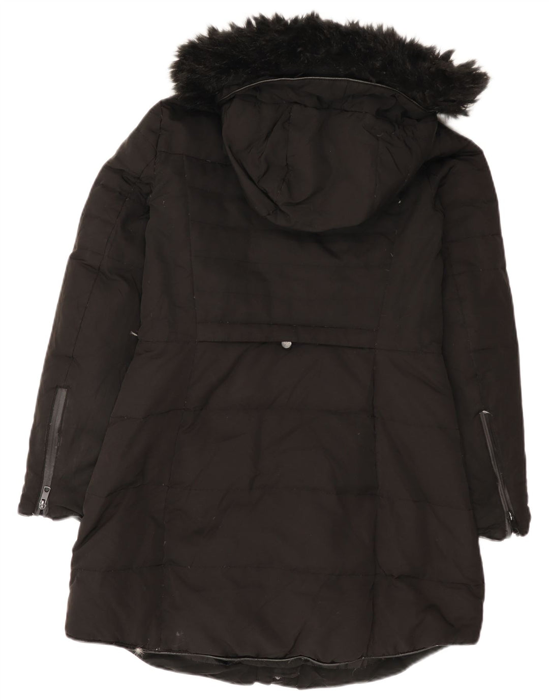 Zara Dame Hætte Polstret Frakke UK 14 Large Black