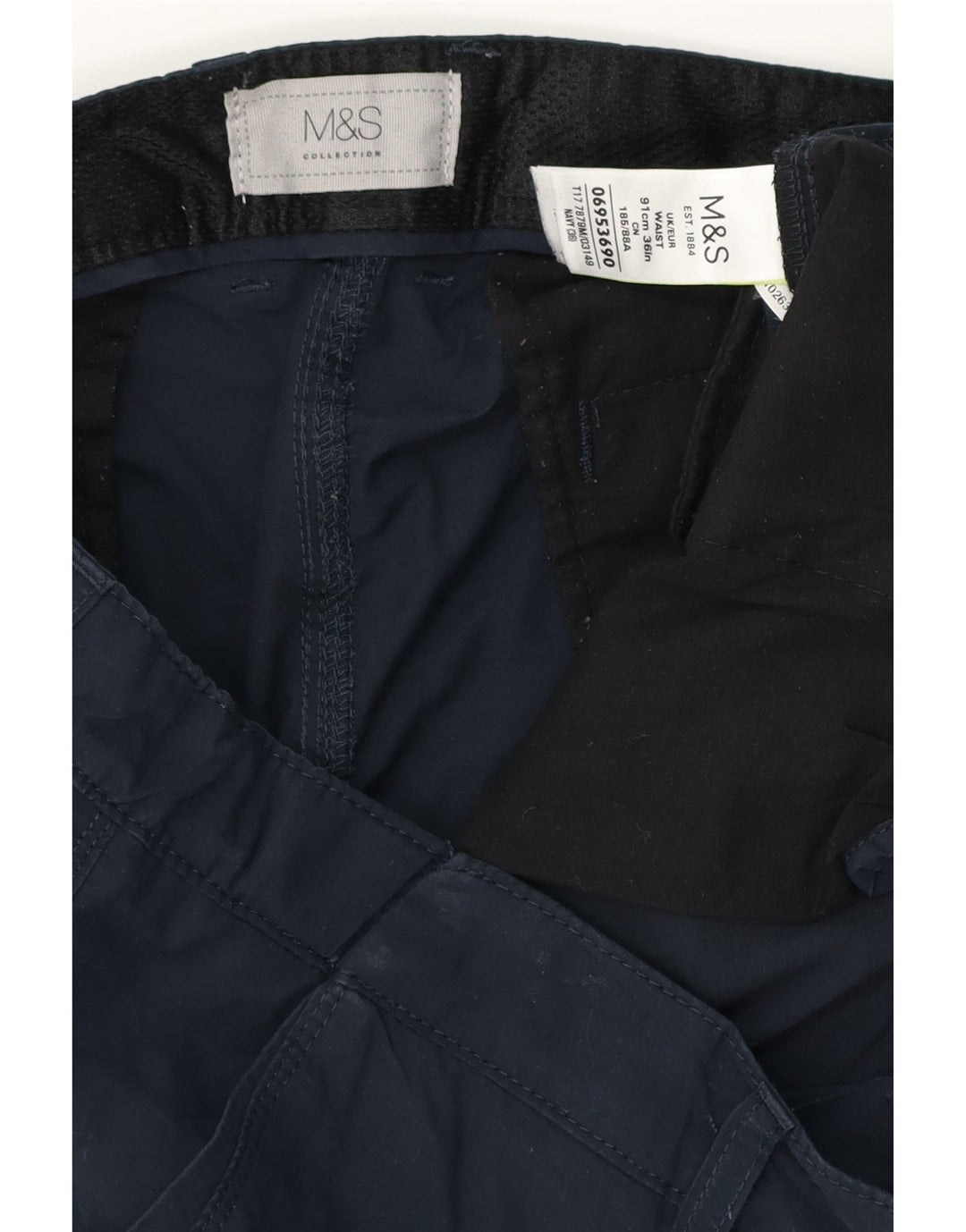 MARKS & SPENCER Herre Cargo Shorts W36 Large Navy Blue Polyester