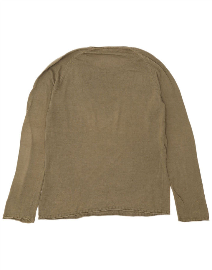 Cos Herre Crew Neck Jumper Sweater Stor Khaki Bomuld