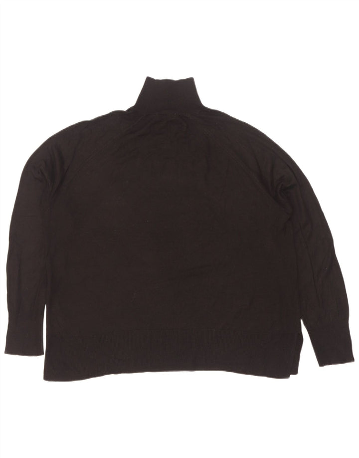 Zara Dame Turtle Neck Jumper Sweater UK 14 Medium Black Viscose
