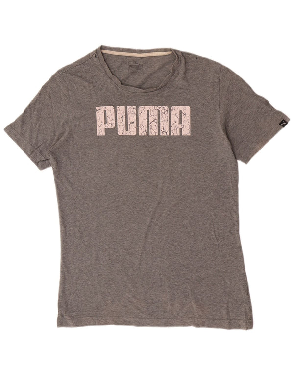 Puma Herre Grafisk T-Shirt Top Lille Grå Bomuld