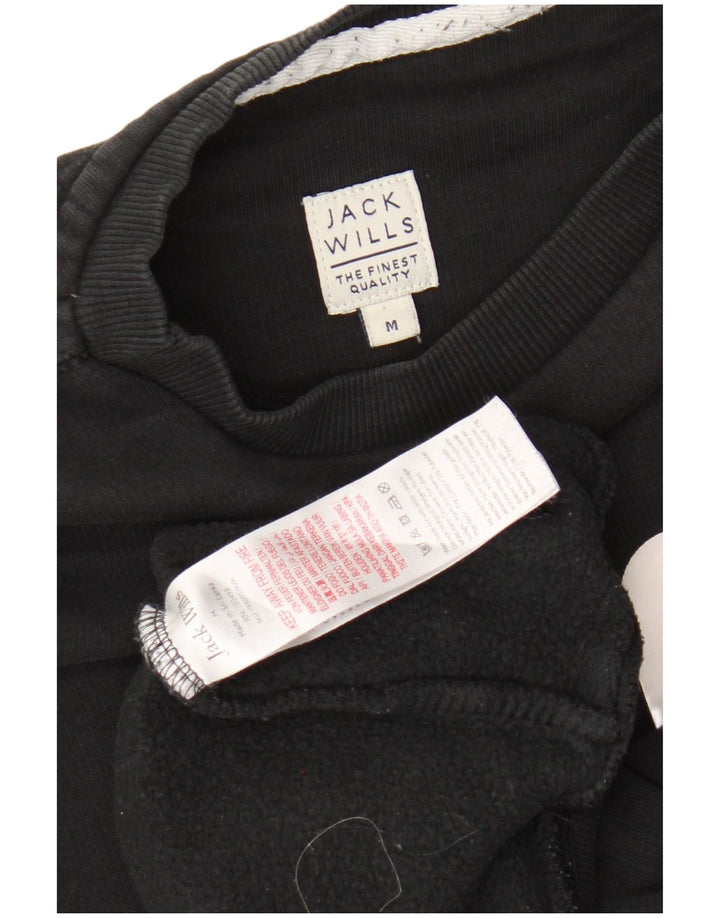 JACK WILLS Herre Grafisk Sweatshirt Jumper Medium Sort Bomuld