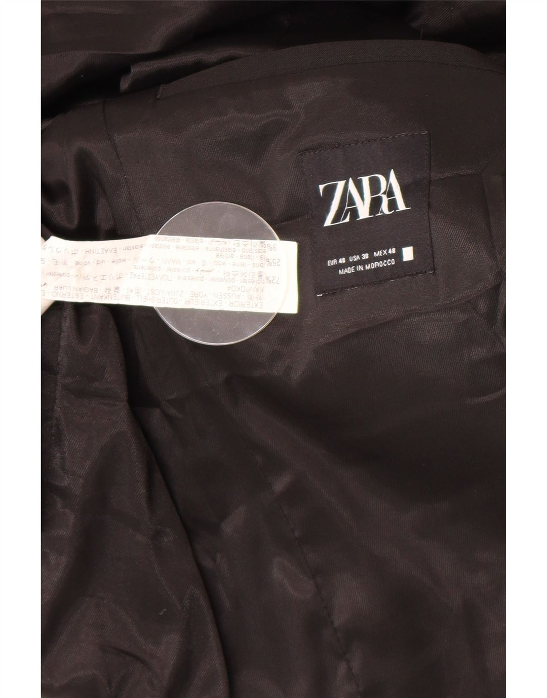 Zara Herre 2-knaps blazerjakke EU 48 Medium Sort Polyester