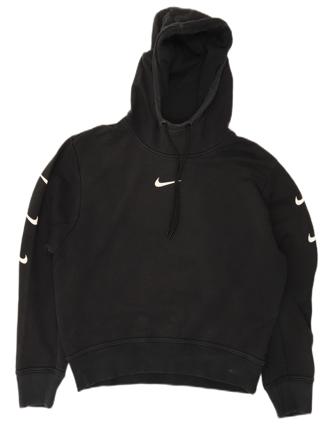 Nike Graphic Hoodie Jumper UK 14 Medium Sort Bomuld
