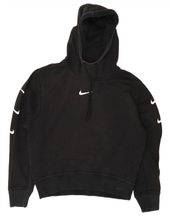Nike Graphic Hoodie Jumper UK 14 Medium Sort Bomuld