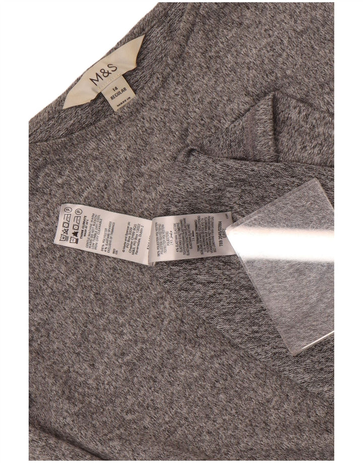 Marks & Spencer Dame Langærmet Skede Kjole UK 14 Medium Grey Flecked