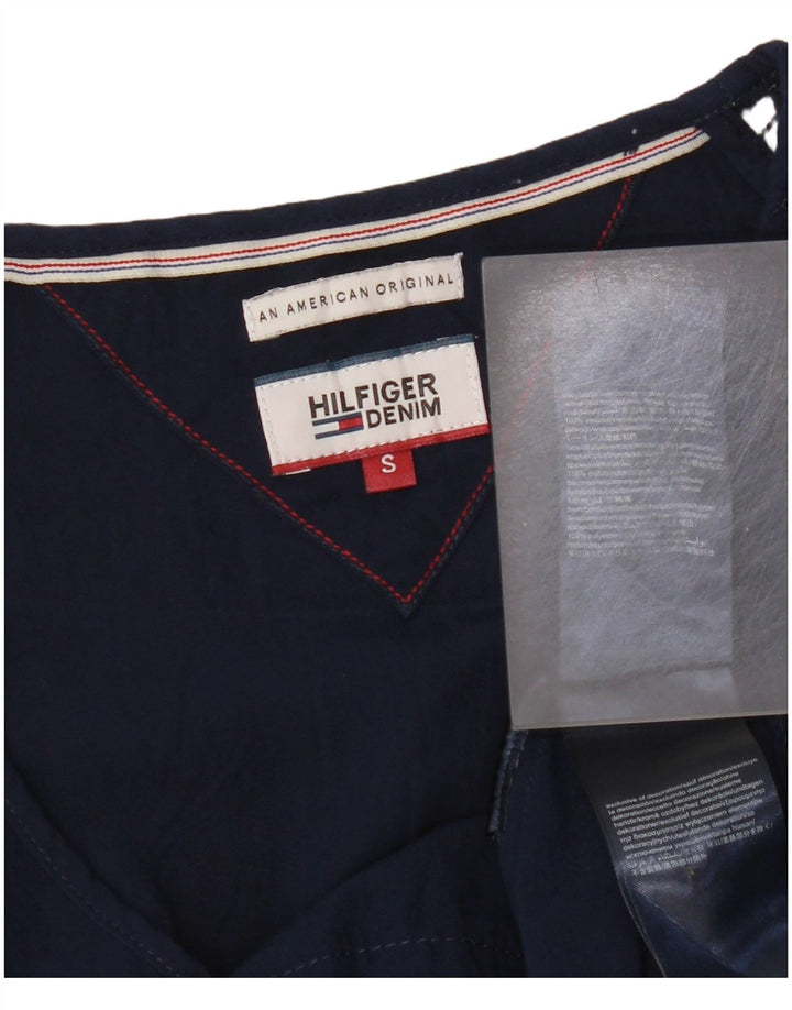 Tommy Hilfiger Dame Bluse Top UK 10 Small Navy Blue Viscose