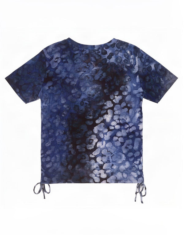 Desigual Womens T-Shirt Top UK 20 2XL Blue Animal Print