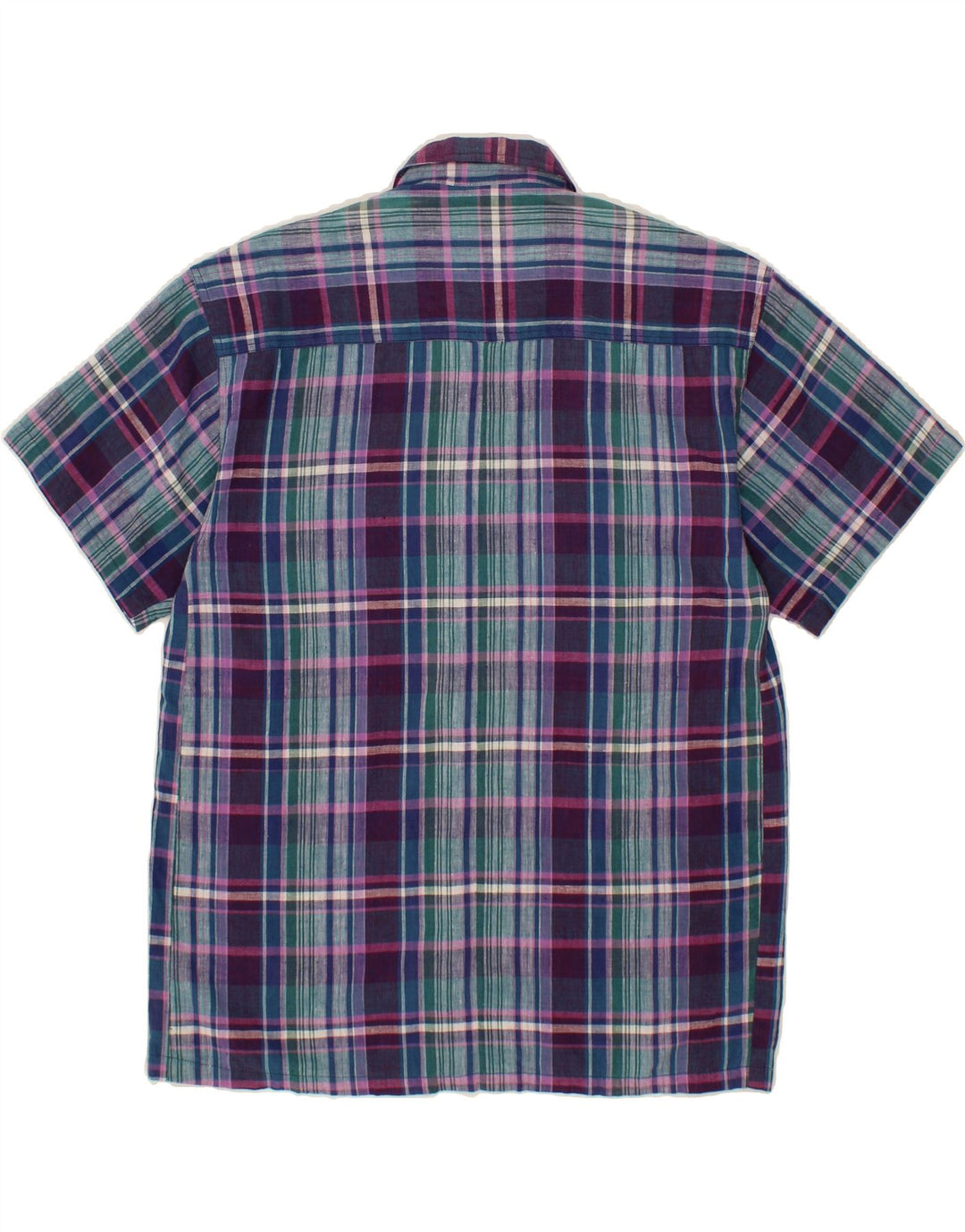VINTAGE Mens Short Sleeve Shirt Medium Purple Check Vintage Vintage and Second-Hand Vintage from Messina Hembry 