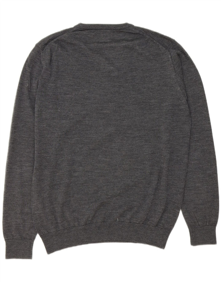 ZARA Mens V-Neck Jumper Sweater XL Grey Wool Vintage Zara and Second-Hand Zara from Messina Hembry 