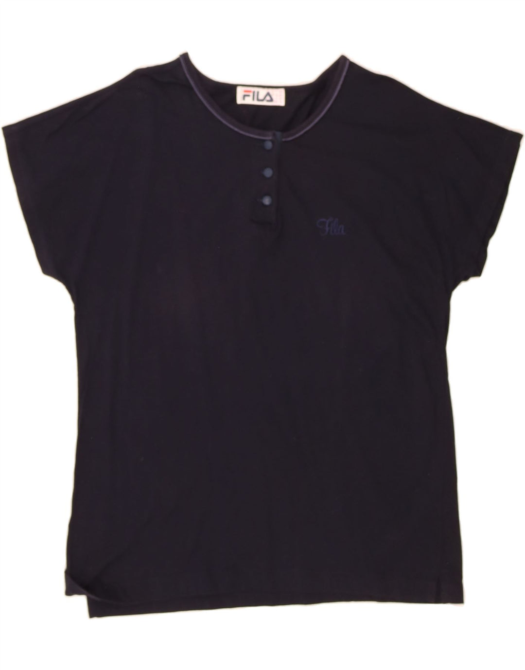 FILA Womens T-Shirt Top IT 48 XL Navy Blue Cotton Vintage Fila and Second-Hand Fila from Messina Hembry 