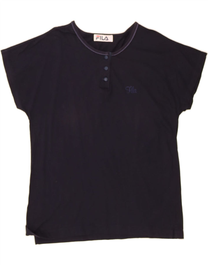 FILA Womens T-Shirt Top IT 48 XL Navy Blue Cotton Vintage Fila and Second-Hand Fila from Messina Hembry 