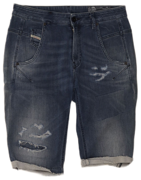 Diesel Dames Distressed Denim Shorts W27 Small Blue Bomuld