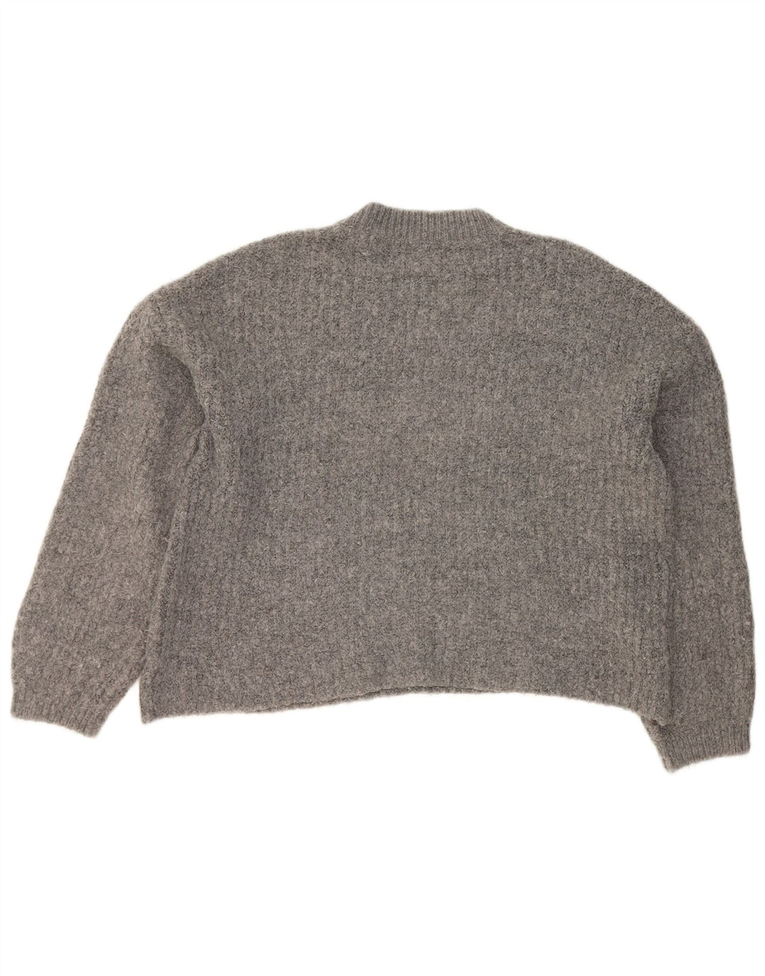 Marks & Spencer Dame Crop Crew Neck Jumper Sweater UK 14 Large Grey