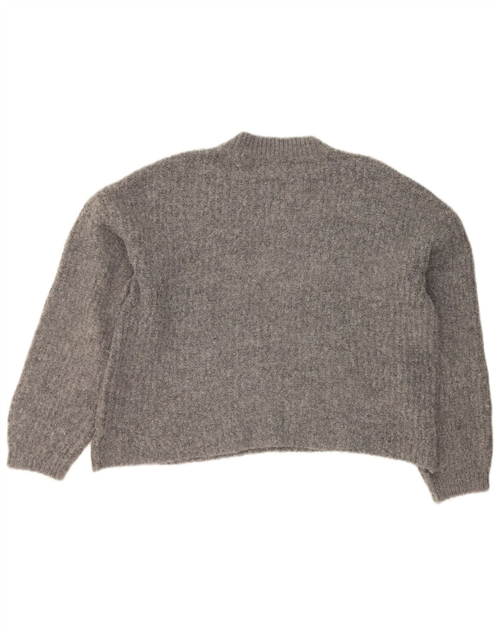 Marks & Spencer Dame Crop Crew Neck Jumper Sweater UK 14 Large Grey