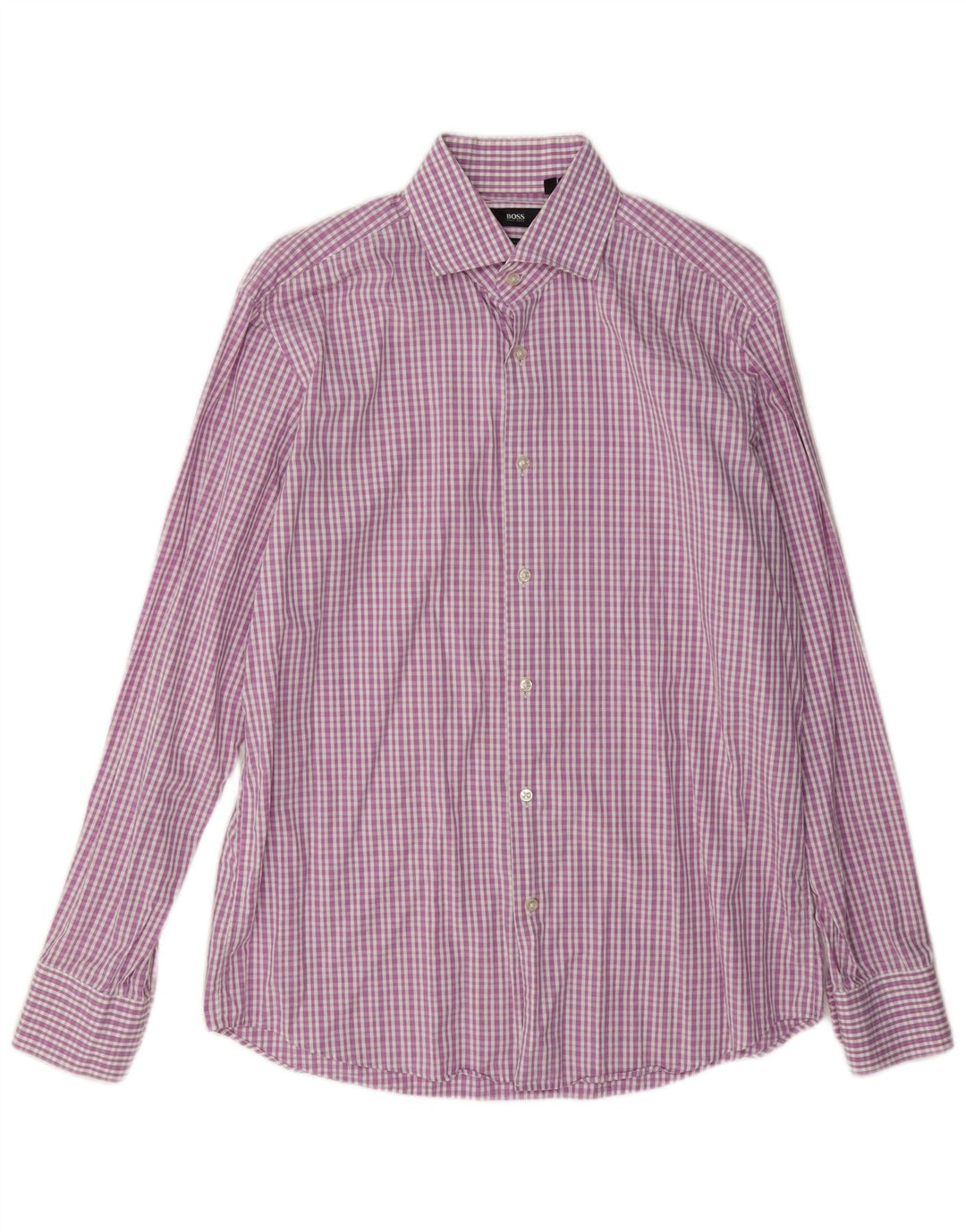 Hugo Boss Herre Regular Fit skjorte str. 41 16 Large Pink Ternet Bomuld