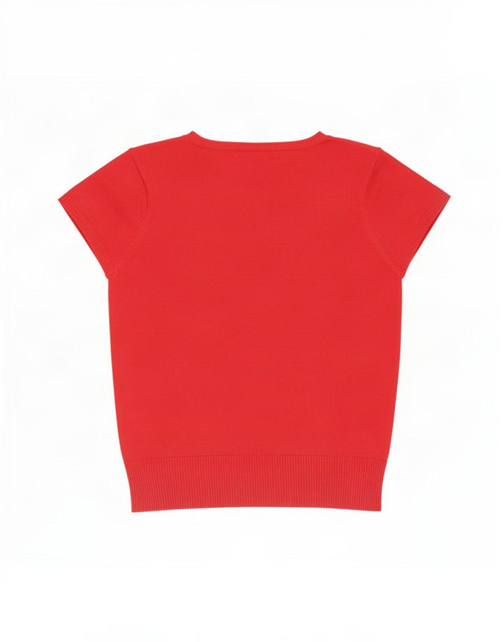 M&Co Dame Kortærmet Bluse Top UK 10 Lille Rød Polyester