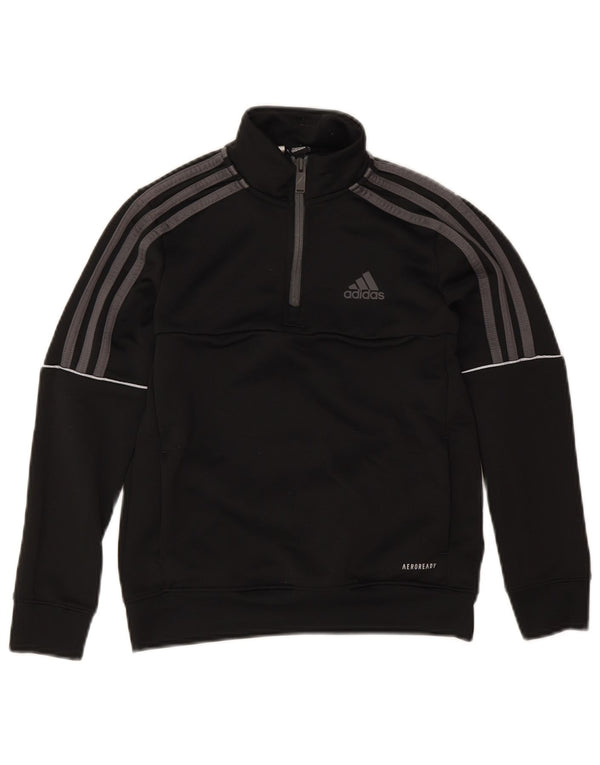 Adidas Boys Aeroready Sweatshirt med lynlås 9-10 år sort polyester
