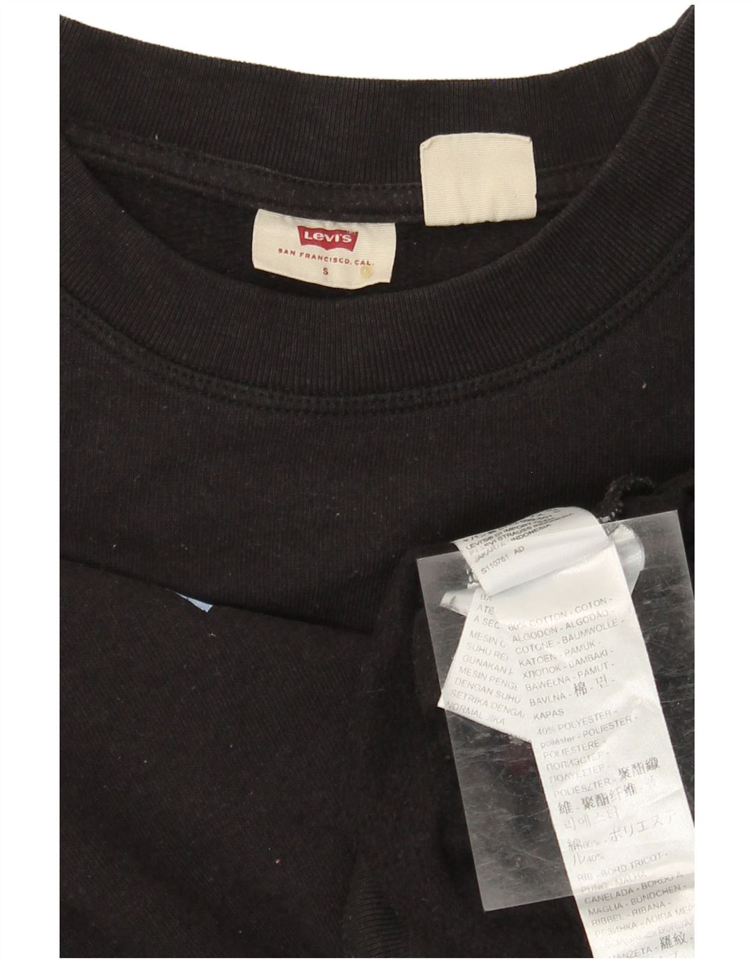 LEVI'S Dame Oversized grafisk sweatshirt Jumper UK 10 Lille sort bomuld