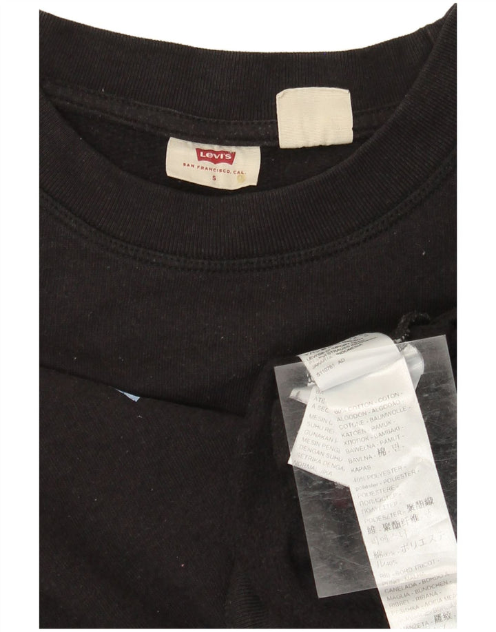 LEVI'S Dame Oversized grafisk sweatshirt Jumper UK 10 Lille sort bomuld