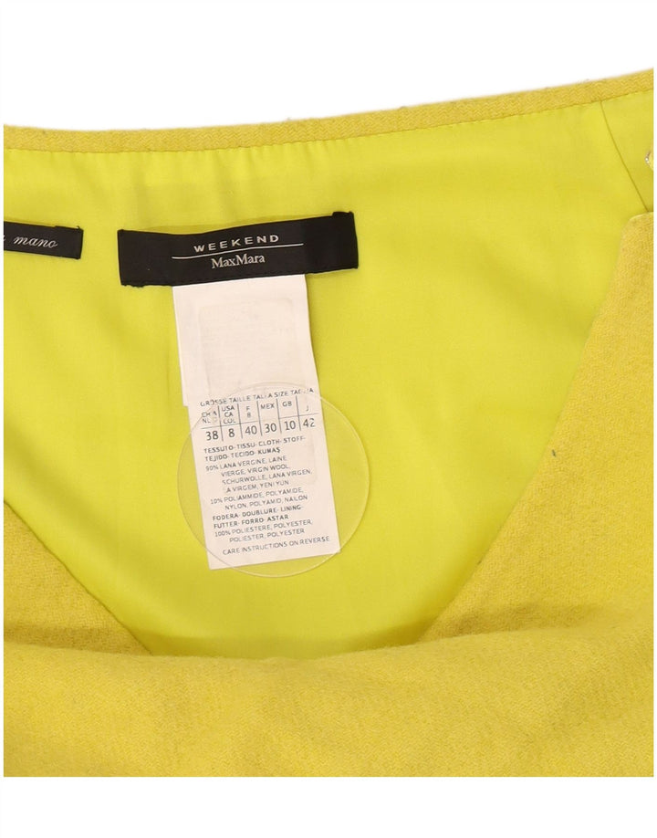 Max Mara Dame Weekend A-Line Nederdel UK 10 Small W26 Yellow Wool