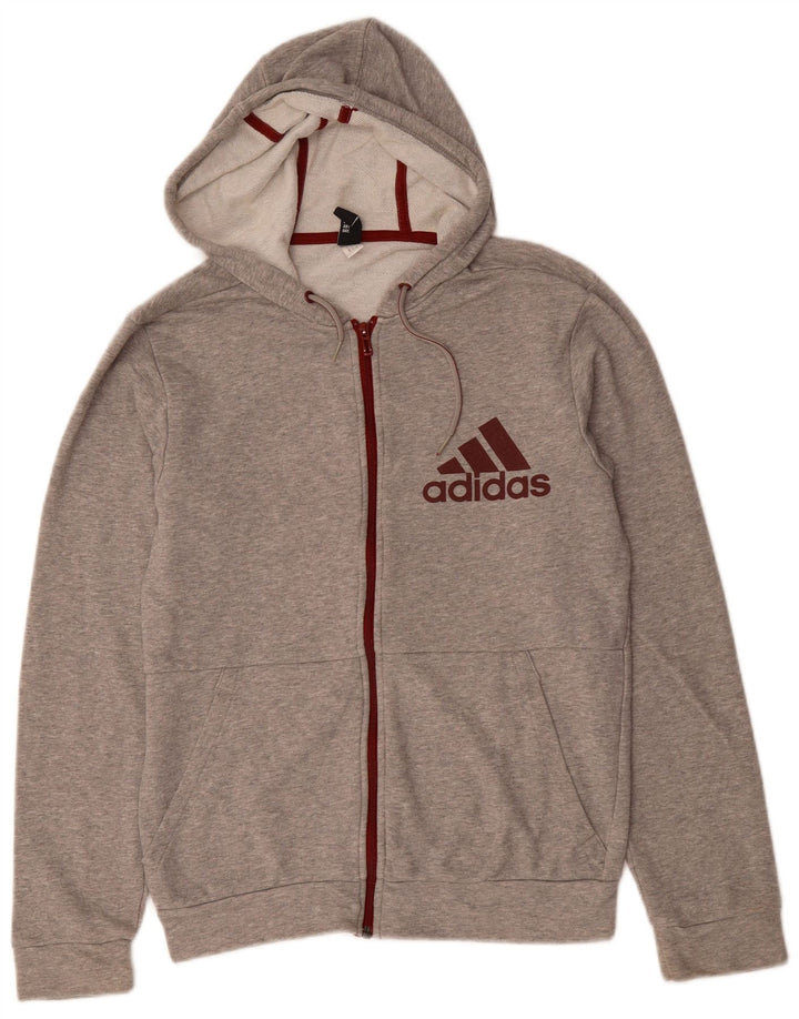 ADIDAS Mens Graphic Zip Hoodie Sweater Small Grey