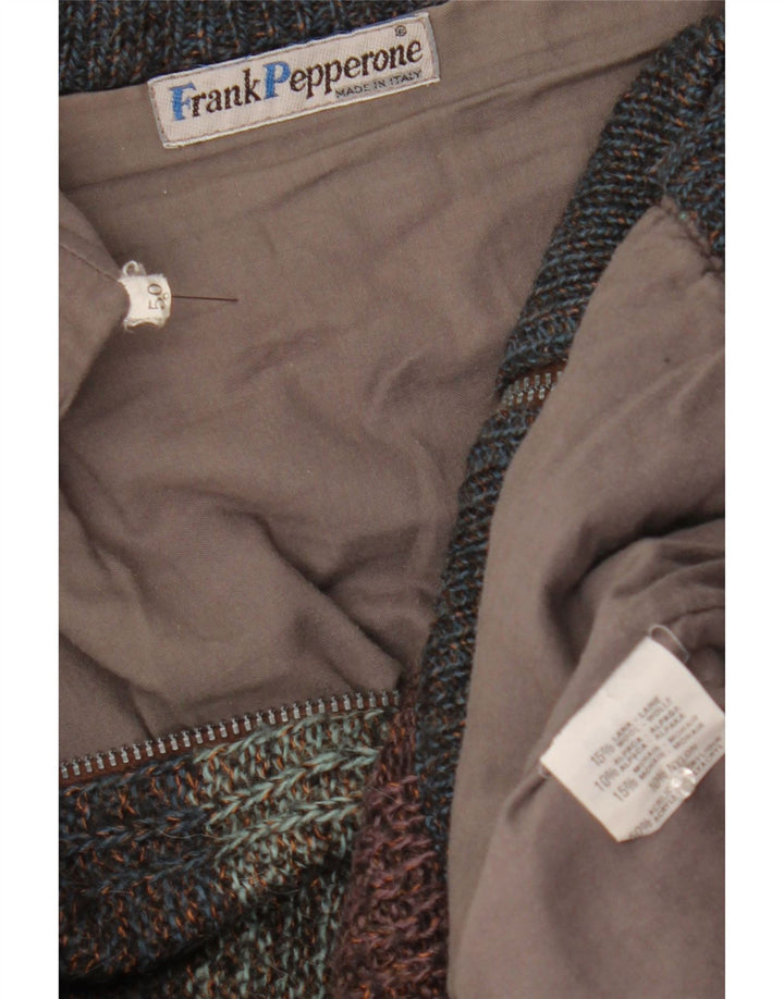 Frank Pepperone Womens Knit Bomber Jacket IT 50 Large Multicoloured Striped