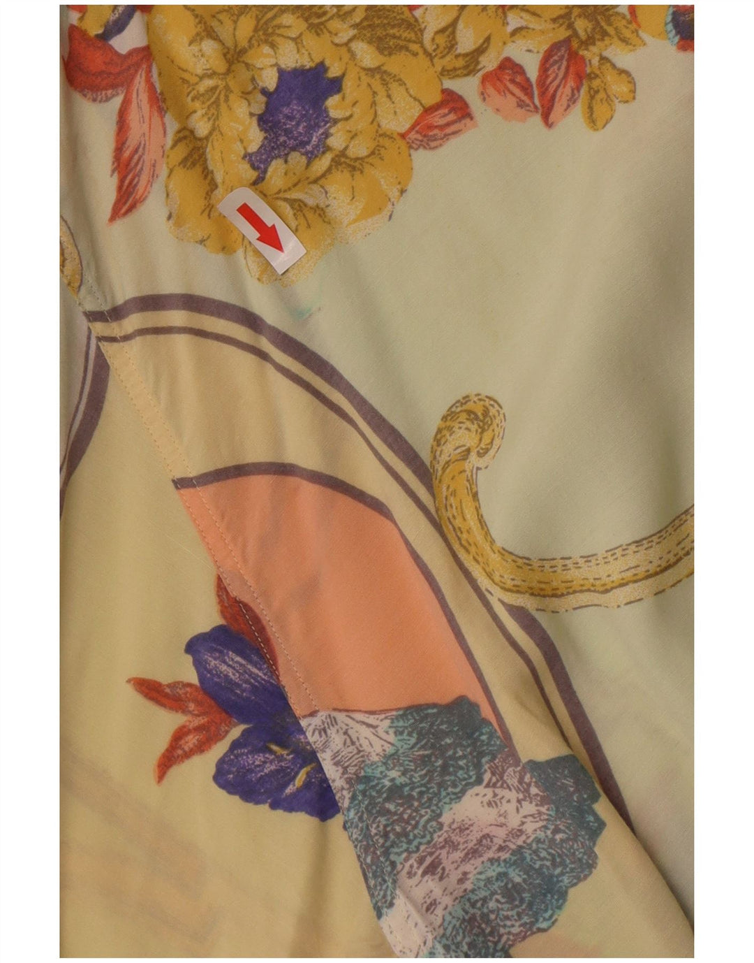 Vintage kortærmet skjorte til mænd Medium Yellow Floral