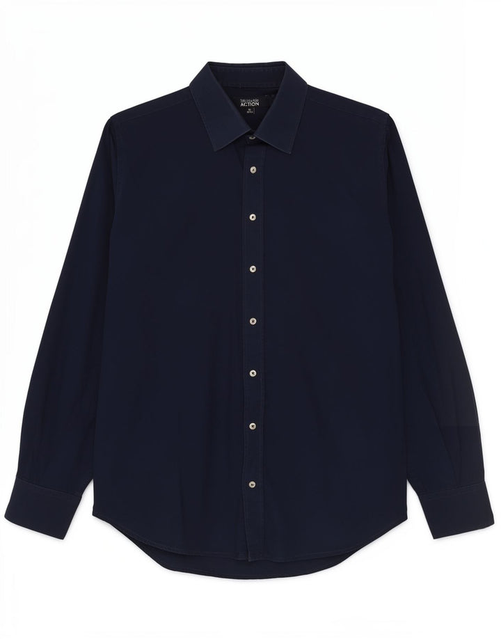 Trussardi herreskjorte str. 39/40 Medium marineblå bomuld