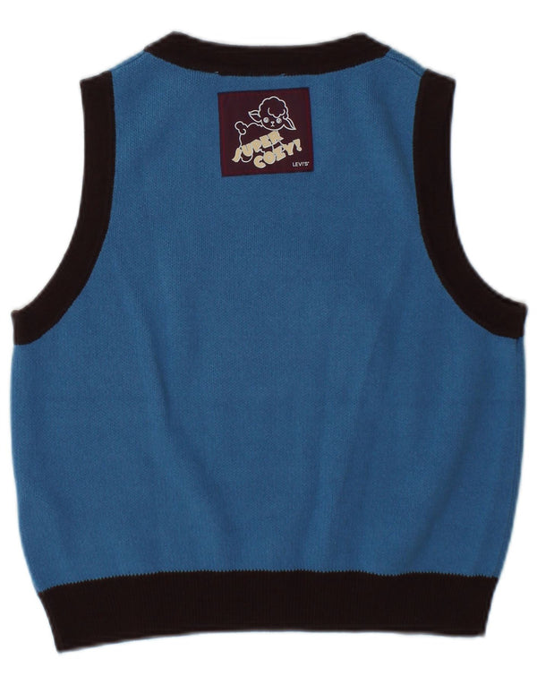 Levi's Dame Crop Grafisk Vest Tank Top UK 10 Small Blue Colourblock