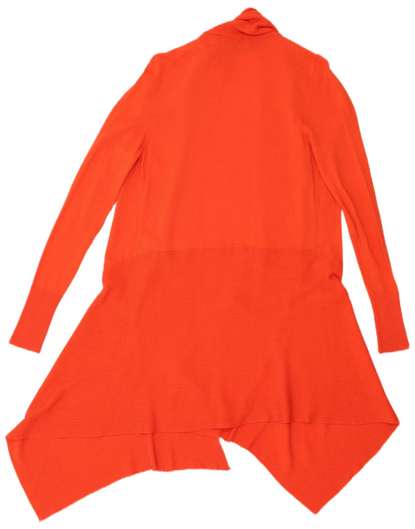 Zara Womens Longline Asymmetrisk Cardigan Sweater UK 10 Small Orange Viscose