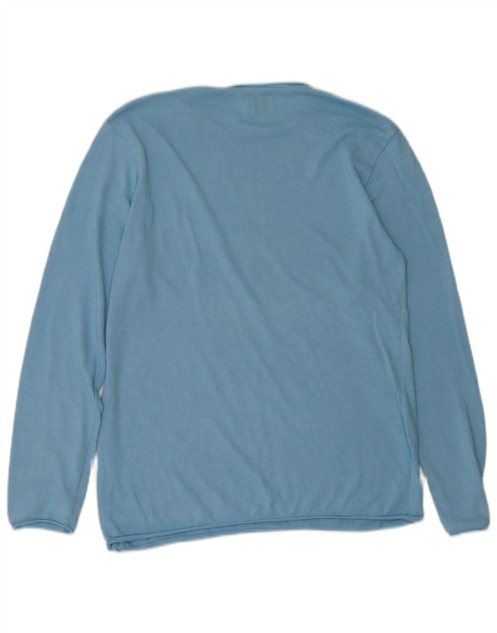 Zara Herre sweater med rund hals, stor blå