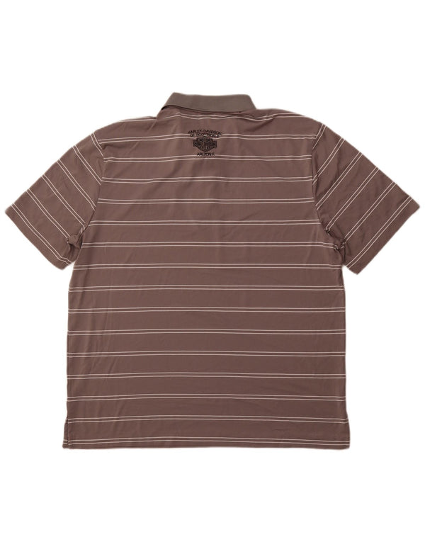 HARLEY DAVIDSON Herre poloshirt XL Gråstribet polyester